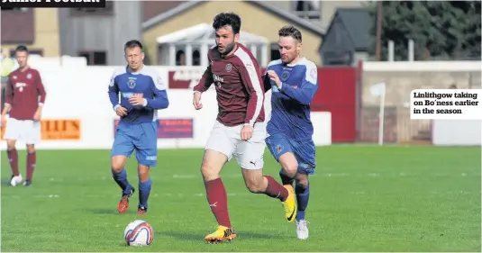  ??  ?? Linlithgow taking on Bo’ness earlier in the season