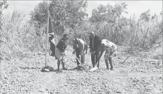  ??  ?? From left; Minister of Public Health Volda Lawrence, NICIL’s CEO Colvin Heath-London, Navigant Project Manager Mark Thomas and Regional Chairwoman of Region Four Genevieve Allen turning the sod yesterday