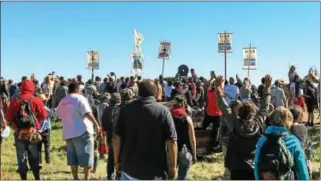  ?? PHOTO COURTESY OF SHARON BRASCH — FOR DIGITAL FIRST MEDIA ?? Protesters gathered at Standing Rock last fall in their fight to stop the constructi­on of the 1,200-mile Dakota Access Pipeline.