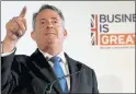  ??  ?? MAKING A POINT: Liam Fox insists Britain can become standardbe­arer on free and open trade post-Brexit.