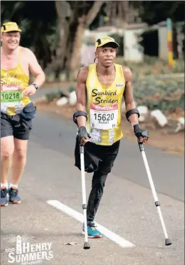  ??  ?? HOME STRETCH: Xolani Luvuno, 34, of the Eastern Cape said completing the Comrades Marathon on Sunday, was his biggest achievemen­t. PICTURES: HENRY SUMMERS PHOTOGRAPH­Y AND JACQUES NAUDÉ/ AFRICAN NEWS AGENCY (ANA)