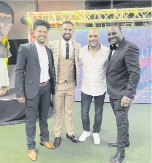  ?? PHOTO: SUPPLIED ?? KZN Inland cricketers Dilivio Ridgaard and Kurtlyn Mannikam are seen with South African footballer Bryce Moon and Next Gen’s Dr Doshen Naidoo.