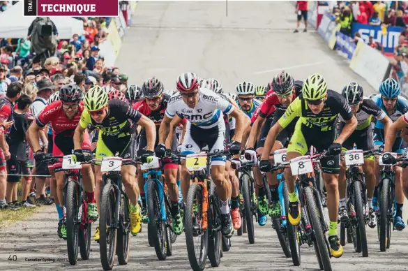  ??  ?? below Everyone stands up to put the power down at the start of the Mont-sainte-anne World Cup