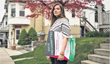  ?? ?? Raya Abdelaa, organiser of the vote ‘uncommitte­d’ campaign in Bethlehem