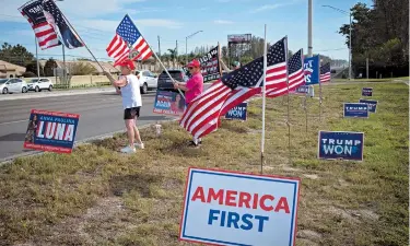  ?? ?? Backers of former US President Donald Trump gather in Palm Harbor, Florida. — Reuters