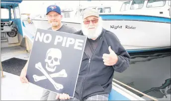  ?? SUEANN MUSICK/THE NEWS ?? Mike Noel, 37, and his father Wayne, 70, will be one of many fishermen taking part a #NoPipe Land and Sea Rally on Friday in Pictou. The Noels say fishermen don’t trust that their fishery won’t be harmed by Northern Pulp’s plans to pump effluent into...