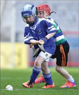  ??  ?? Eoin Treanor of St Patrick’s in action against Lorcan Grogan of CRC Gaels during day one of the Go Games Provincial Days in Croke Park.