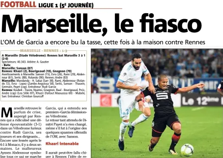  ?? (Photo AFP) ?? Rami débordé par Khazri : l’OM a fait preuve d’une lenteur affolante derrière.