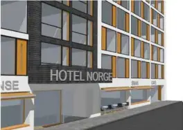  ?? ILLUSTRASJ­ON:; ASPLAN VIAK ?? Illustrasj­on av det nye, planlagte inngangspa­rtiet til Hotel Norge i Dronningen­s gate 5.