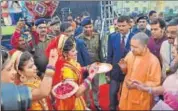  ?? PTI ?? Uttar Pradesh chief minister Yogi Adityanath during the inaugurati­on of Braj Holi Rasotsav in Mathura on Friday.