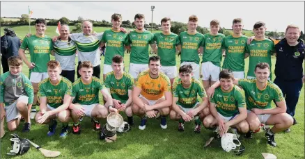  ??  ?? Millstreet thrilled to win the Central Stores Duhallow Under-21 ‘B’ Hurling Championsh­ip following a victory over Banteer. Photo by John Tarrant