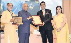  ??  ?? L-R: Tourism Minister K.J. Alphons, Honorable President of India, Ram Nath Kovind, Amitabh Rai, General Manager Trident, Gurgaon and Silki Sehgal