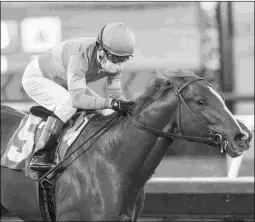  ?? BENOIT PHOTO ?? Red Flag (above) won the Bob Hope by 7 1/4 lengths as Bafferttra­ined Spielberg finished fourth. They meet again Saturday.