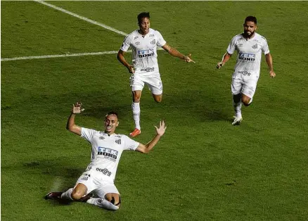  ?? Adriano Vizoni - 13.jan.21/Folhapress ?? Diego Pituca comemora 1º gol no jogo na semifinal da Libertador­es contra o Boca Juniors