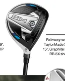  ??  ?? Fairway woods Taylormade SIM Ti, 15°, Graphite Design BB 8X shaft.