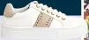  ?? ?? New Look white stud trim side stripe chunky trainers, £23.99