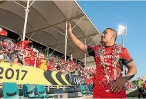  ?? PHOTO: GETTY IMAGES ?? Skipper Sika Manu salutes the Tongan fans in Christchur­ch.