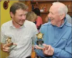  ??  ?? Laoch an Phráta Bosco Ó Conchúir, Páróiste na Cille Cois Cnoic (right) with Seán Ó Muircheart­aigh, Paróiste na Cille Cois Farraige, who came second in the Spud Off Mór finals in Baile na nGall on Sunday.