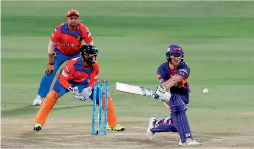  ?? IPl / Sportzpics ?? Ben stokes of Rising Pune supergiant plays a shot during the match against Gujarat Lions held at the MCA Pune Internatio­nal Cricket stadium. —