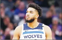  ?? (AP) ?? In this Feb 3, 2020 file photo, Minnesota Timberwolv­es center Karl-Anthony Towns is shown during the second half of an NBA basketball game against
the Sacramento Kings in Sacramento, California.