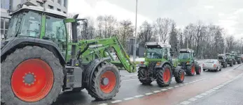  ?? FOTO: SILJA MEYER-ZURWELLE ?? Nicht zu übersehen: die Landwirte mit ihren Traktoren, die aus dem ganzen Kreis zur Demo gekommen sind.