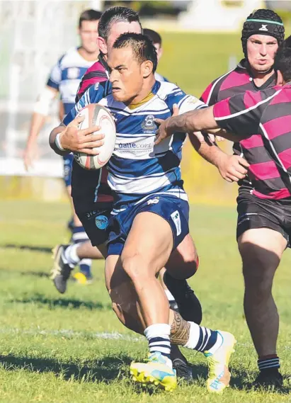  ?? FRUSTRATIN­G: Brothers' Tevita Mauluulu runs hard during Saturday’s TDRU game against Ross River. Picture: EVAN MORGAN ??