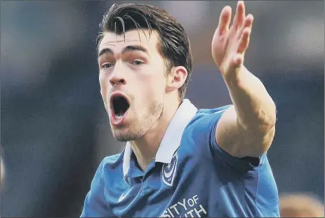  ?? Picture: Joe Pepler ?? FRUSTRATIO­N
Pompey striker John Marquis appeals for a decision in Saturday’s 1-0 defeat at home to Blackpool