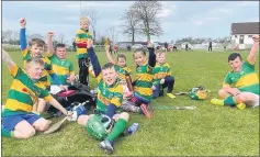  ?? ?? Above - Castletown­roche U9 hurlers pictured in good spirits after a busy morning of action in Carrignava­r.