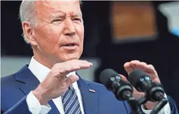  ?? PATRICK SEMANSKY/AP ?? President Joe Biden speaks about his administra­tion’s plans to combat rising gas prices on Thursday.
