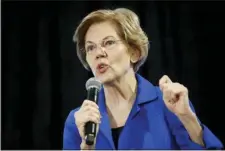  ?? PATRICK SEMANSKY — THE ASSOCIATED PRESS ?? Democratic presidenti­al candidate Sen. Elizabeth Warren, D-Mass., speaks at the Iowa State Education Associatio­n Candidate Forum, Saturday in West Des Moines, Iowa.