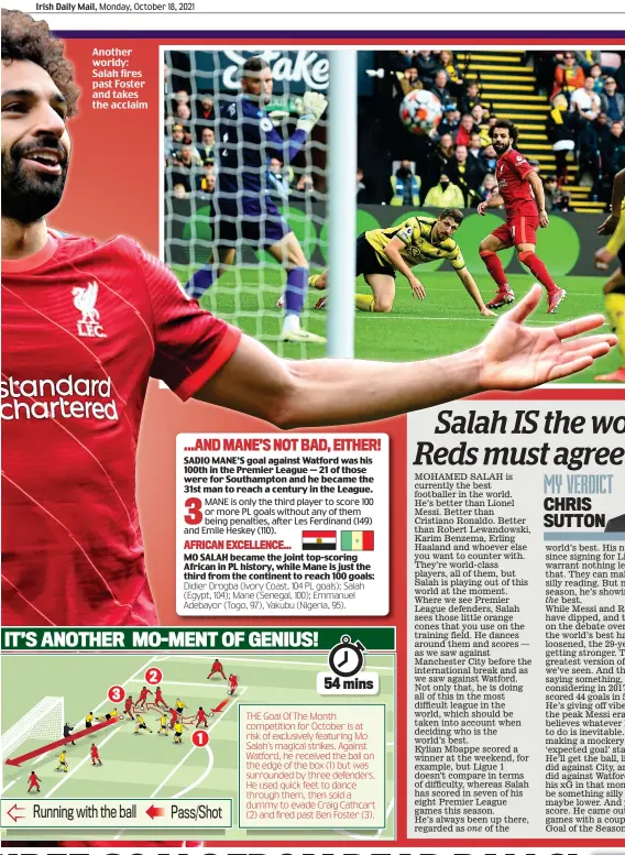  ?? ?? Another worldy: Salah fires past Foster and takes the acclaim