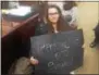  ?? BILL RETTEW JR. — DIGITAL FIRST MEDIA ?? A West Chester University student has her voice heard during Thursday’s sit-in protest at Rep. Ryan Costello’s office.
