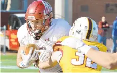  ?? CONTRIBUTE­D PHOTO ?? Muhlenberg WR Nick Ugarte, left, made eight catches on Saturday.