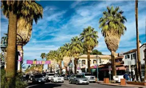  ??  ?? COOL: Palms Springs and, inset, road signs celebratin­g famous visitors