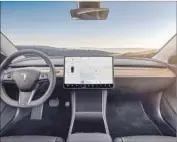  ?? Tesla ?? INFO that typically would be on a dash and almost all user inputs are gathered on a 15-inch touchscree­n.