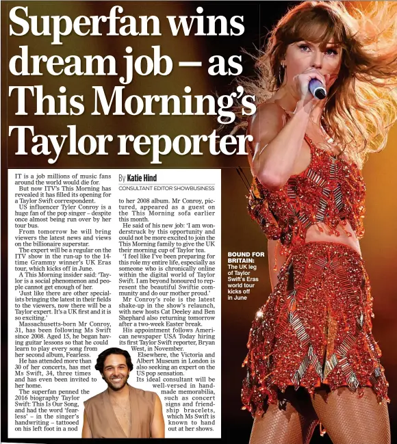  ?? ?? BOUND FOR BRITAIN:
The UK leg of Taylor Swift’s Eras world tour kicks off in June