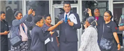  ?? Picture: JONA KONATACI ?? Minister for Education Aseri Radrodro interviewe­d outside the Prime Minister’s Office last month.