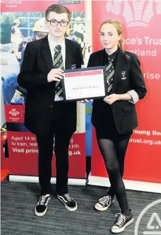  ??  ?? Awarded Jay Connell and Rebecca Weir attended the Prince’s Trust Enterprise Awards