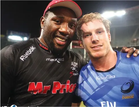  ??  ?? BIG BOYS’ CLUB . . . Zimbabwe-born rugby stars David Pocock (right) and Tendai Mtawarira are set to plunge into tough Rugby World Cup 2019 quarter-final battles in the colours of Australia and South Africa today and tomorrow