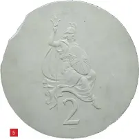  ??  ?? 5
Plaster model for a 2p coin by Christophe­r Ironside, early 1966
