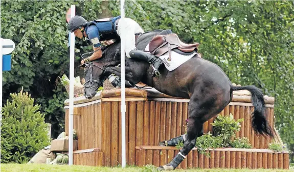  ??  ?? STAGE FRIGHT: The trouble with some Olympic events is that no one has persuaded the horse that it’s nice to be on the podium