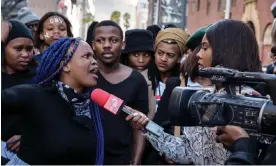  ?? Issues. Photograph: Guy Oliver/Alamy ?? A South African journalist interviews an #AmINext activist during protests in Cape Town. Between 2017 and April 2022, less than one in 5,000 global news stories covered gender equality