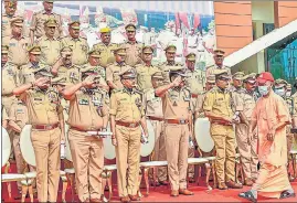  ?? ?? Chief minister Yogi Adityanath during a felicitati­on ceremony of UP Police at the headquarte­r in Lucknow on Saturday.