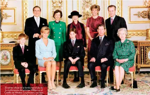  ??  ?? El retrato oficial de la familia real el día de la confirmaci­ón del príncipe William en el Castillo de Windsor. La princesa y sus hijos lucieron felices aquel 9 de marzo de 1997.