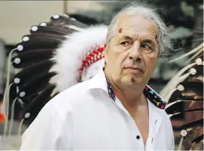  ?? JEFF MCINTOSH/THE CANADIAN PRESS ?? Bret Hart received a Blackfoot name in a private ceremony at Mount Royal University in Calgary Wednesday.