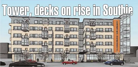  ?? RENDING COURTESY OF STEFANOV ARCHITECTS INC. ?? PENDING APPROVAL: Updated plans for the site of 89-93 West Broadway in South Boston, above, propose 65 one- and two-bedroom units and 9,000 square feet of ground-floor restaurant and retail.