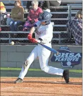  ?? ♦ Scott Herpst ?? Heritage’s Gage
Shaver turns on a pitch during Game 2 of last week’s Region 7-AAAA series against Ridgeland. The Generals swept the series to move to 8-1 in region play.