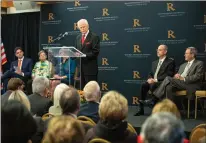  ?? SUBMITTED PHOTOS ?? Marion Burton speaks at the Governor Winthrop Rockefelle­r Endowment announceme­nt celebratio­n on Oct. 12, 2018.