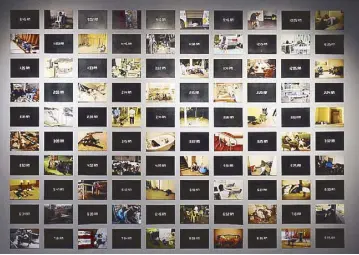  ??  ?? Dealing with time and labor, Neil Daza’s photo installati­on is his commentary on unjust shooting hours in the film and TV industry.