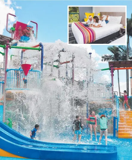  ?? Pictures: Supplied ?? Paradise Resort Gold Coast’s new kids water park; and (inset) one of the resort’s guestrooms.